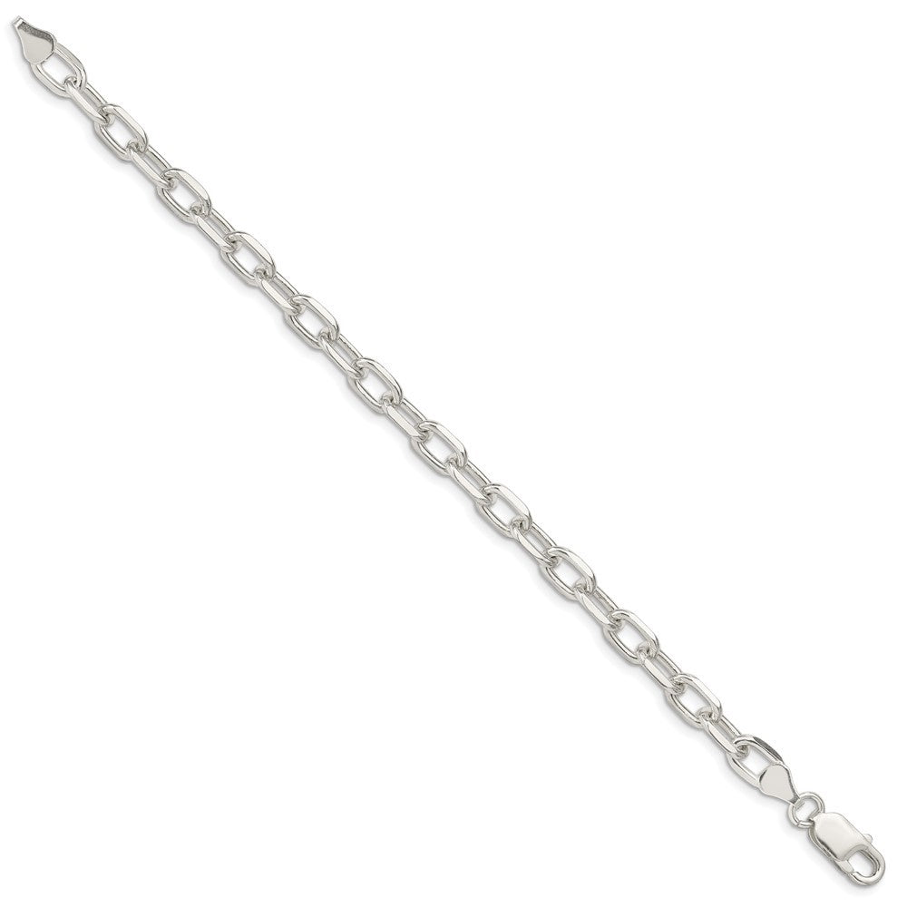 Sterling Silver 6.65mm Diamond-cut Long Link Cable Chain Bracelet