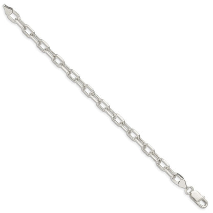 Sterling Silver 6.65mm Diamond-cut Long Link Cable Chain Bracelet