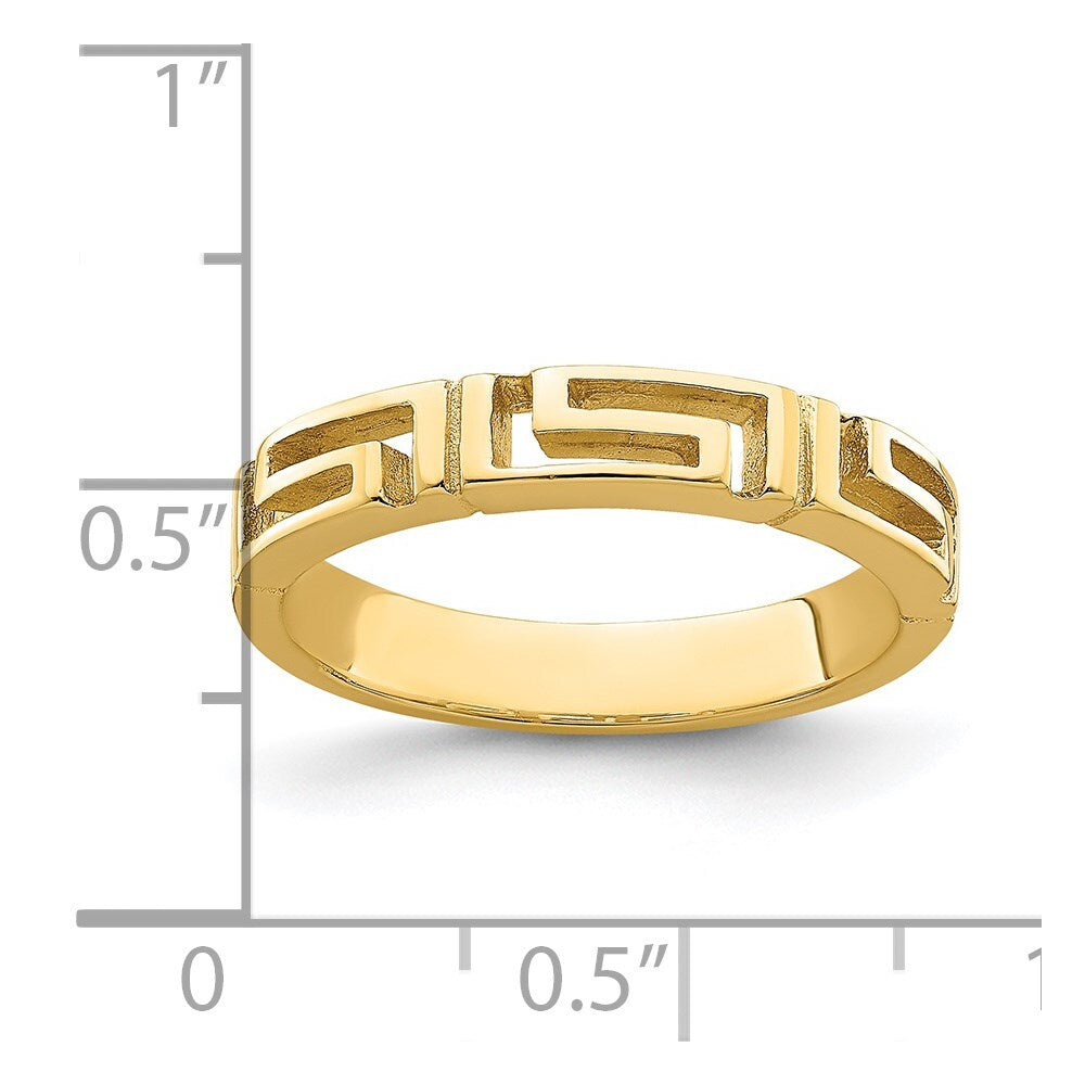 14K Yellow Gold Cut-Out Greek Key Band Size 7