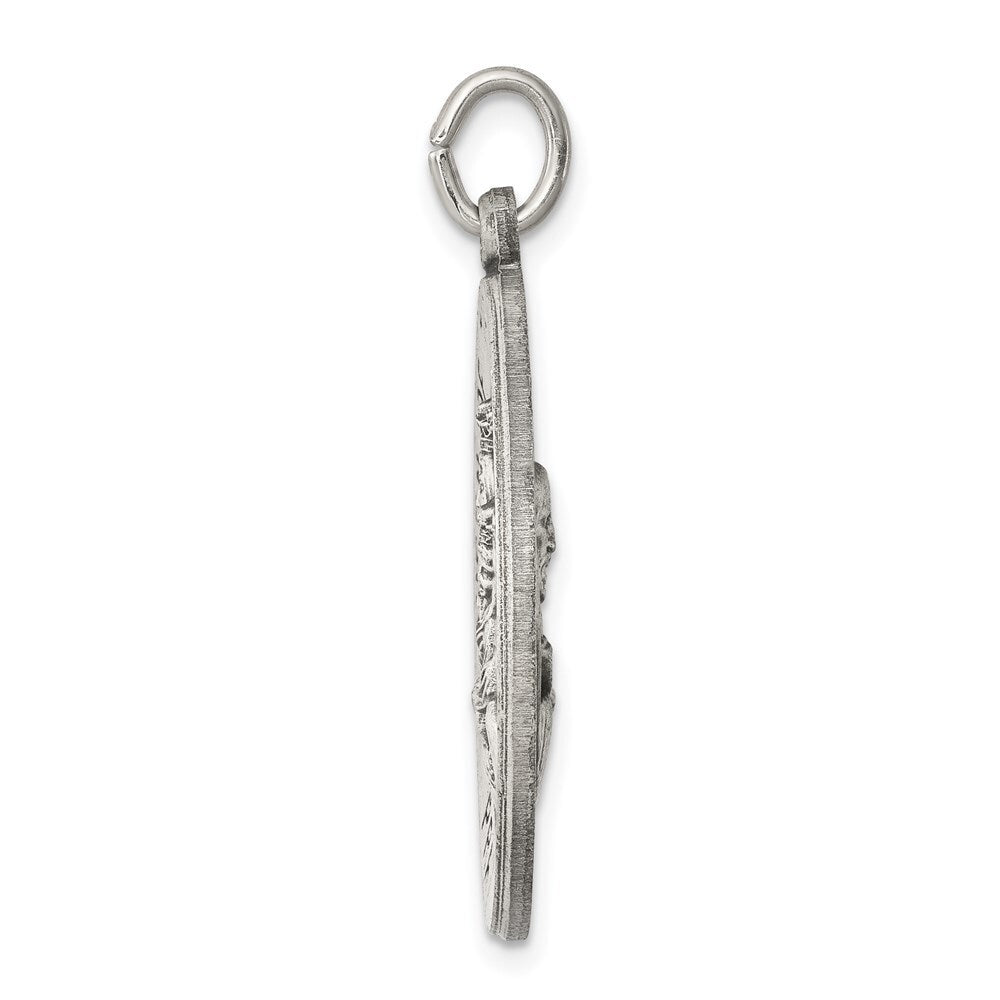 Sterling Silver Antiqued Queen of the Holy Scapular Medal Pendant