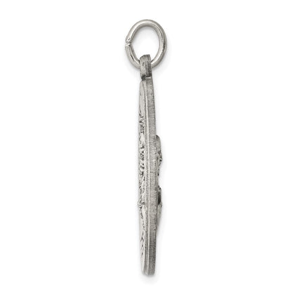 Sterling Silver Antiqued Queen of the Holy Scapular Medal Pendant