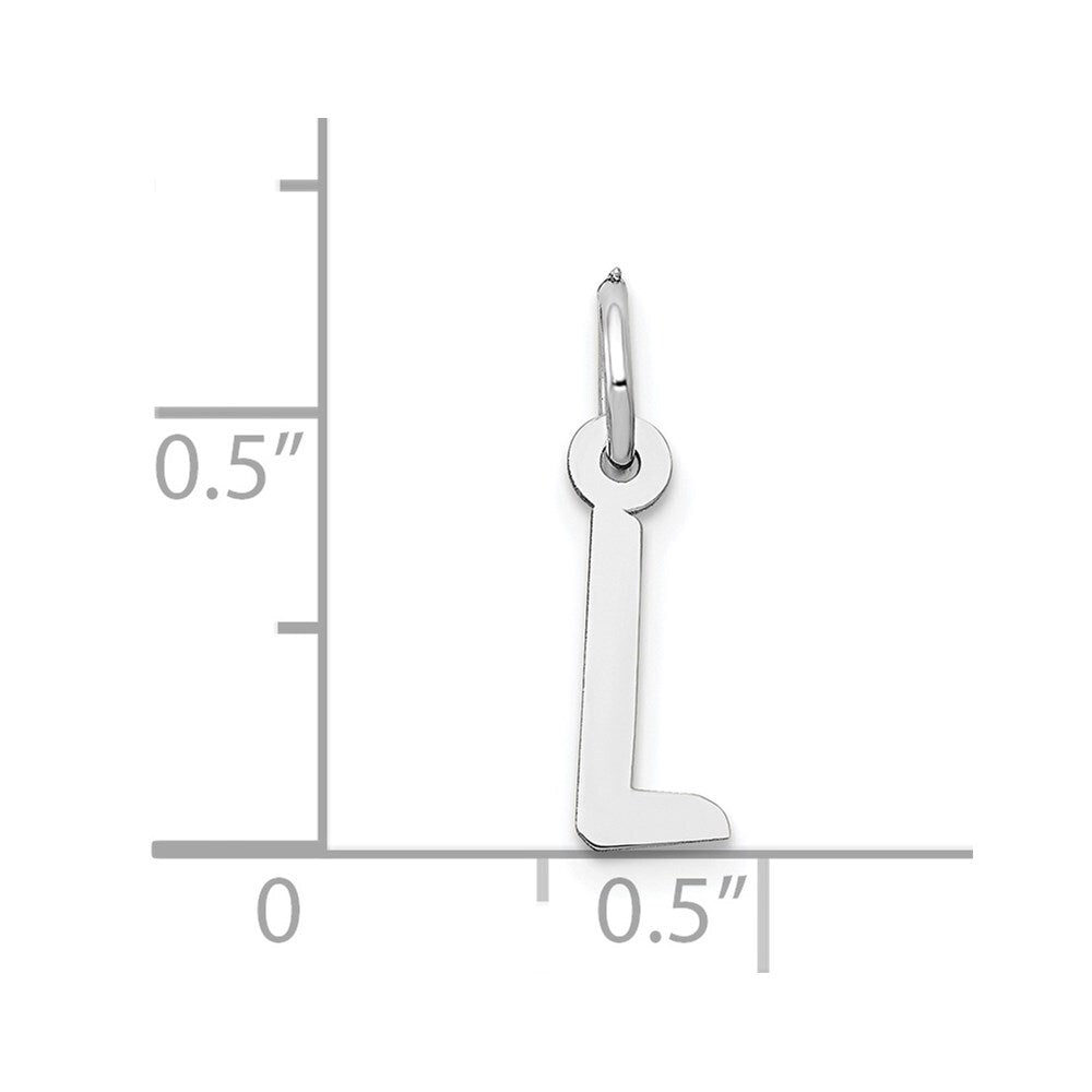 14k White Gold Small Slanted Block Letter L Initial Charm Pendant for Women