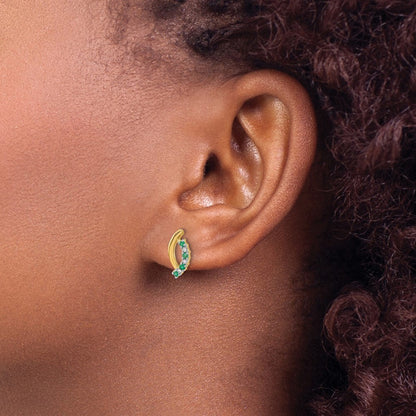 14k Yellow Gold Diamond and Emerald Drop & Dangle Earrings