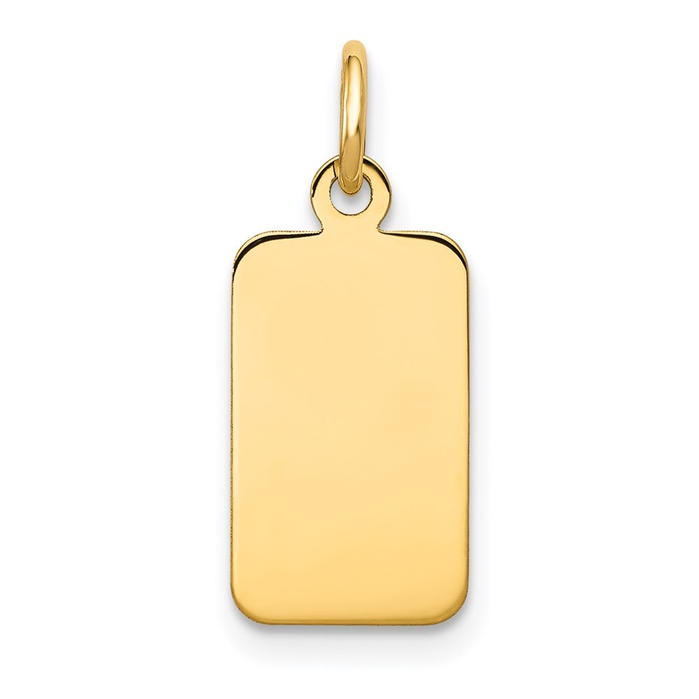 14k Yellow Gold Plain .027 Gauge Engravable Rectangular Disc Charm Pendant