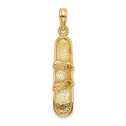 14k Yellow Gold Solid Polished 3-D Snowboard Charm Pendant for Women