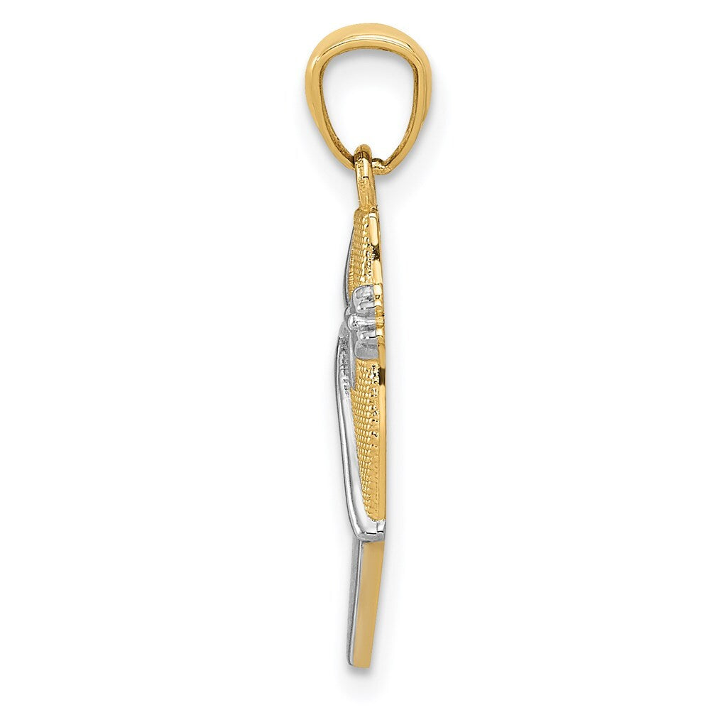 14k Yellow Gold Rhodium Ballet Shoe Pendant for Women