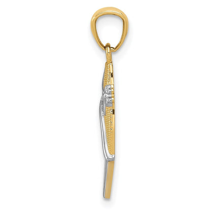 14k Yellow Gold Rhodium Ballet Shoe Pendant for Women