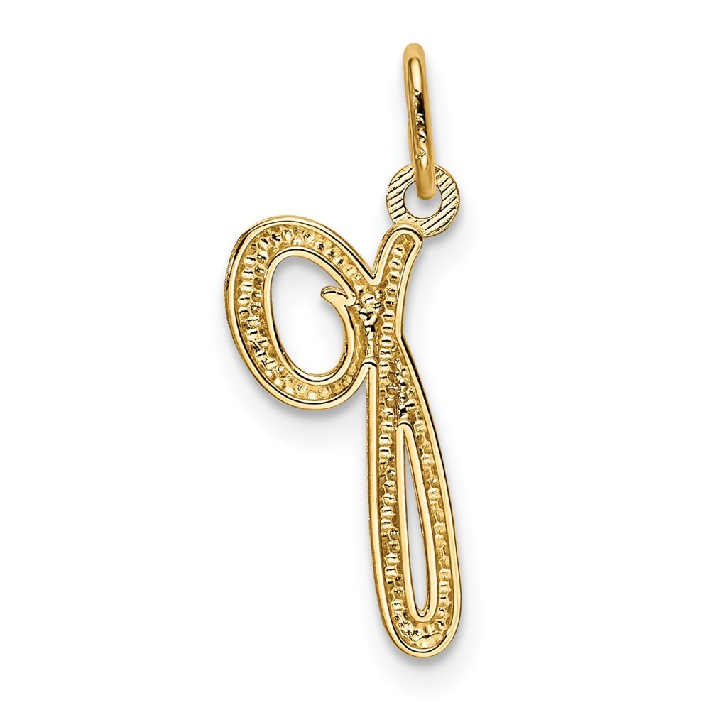 14k Yellow Gold Letter P Initial Charm Pendant for Women