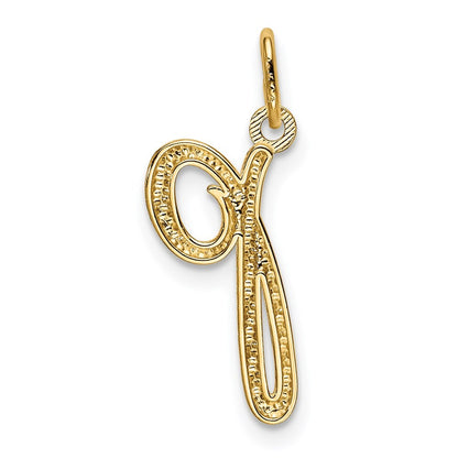 14k Yellow Gold Letter P Initial Charm Pendant for Women