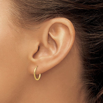 14k Yellow Gold 1.5mm Satin Diamond-cut Endless Hoop Earrings