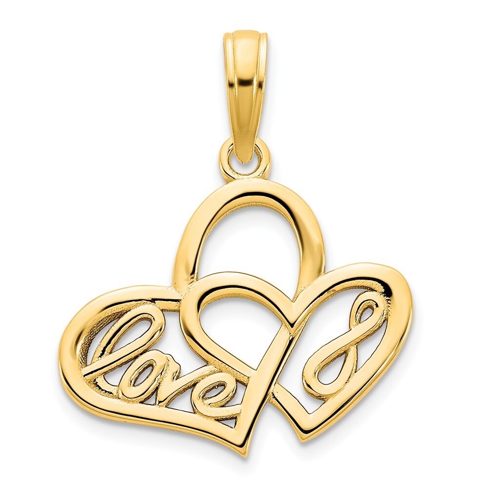 14k Yellow Gold Heart LOVE Infinity Symbol Charm Pendant for Women
