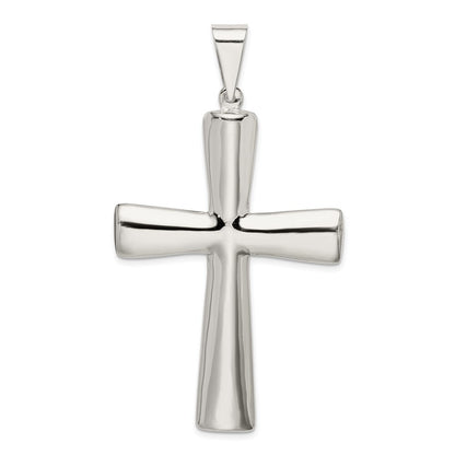 Sterling Silver Rhodium-plated Hollow Cross Pendant