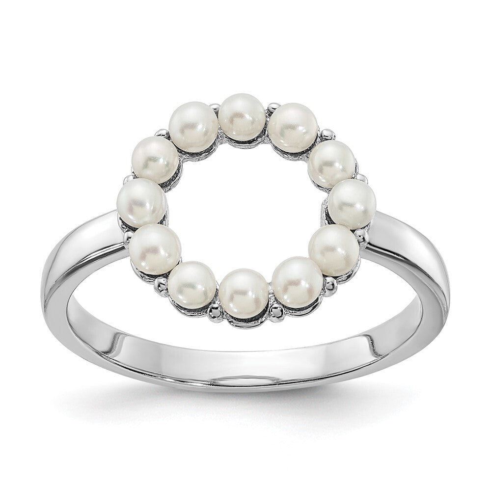 Sterling Silver 2-2.5mm White Button Freshwater Cultured Pearl Ring Size 8