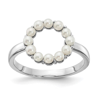Sterling Silver 2-2.5mm White Button Freshwater Cultured Pearl Ring Size 8