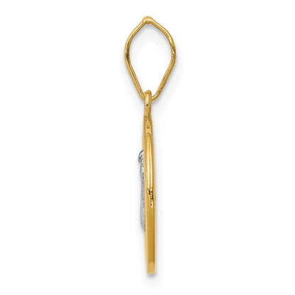 14k Yellow Gold With Rhodium Circle St. Benedict Medal Pendant for Women