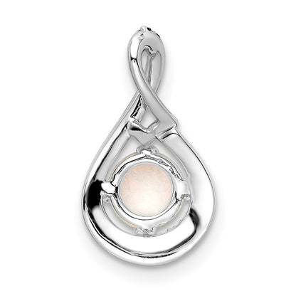 14k White Gold Blue Topaz/Opal & Diamond Chain Slide