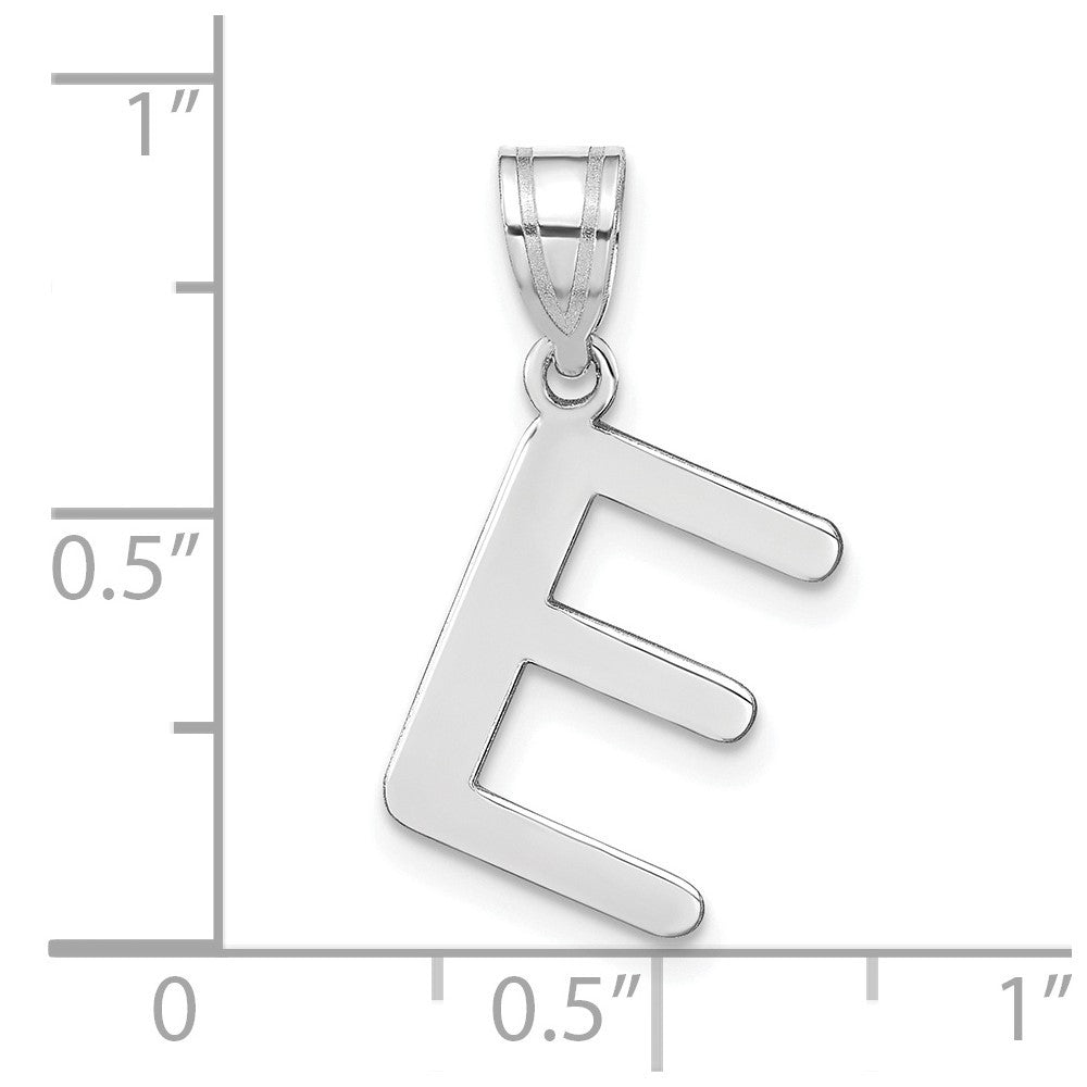 14k White Gold Polished Bubble Letter E Initial Pendant