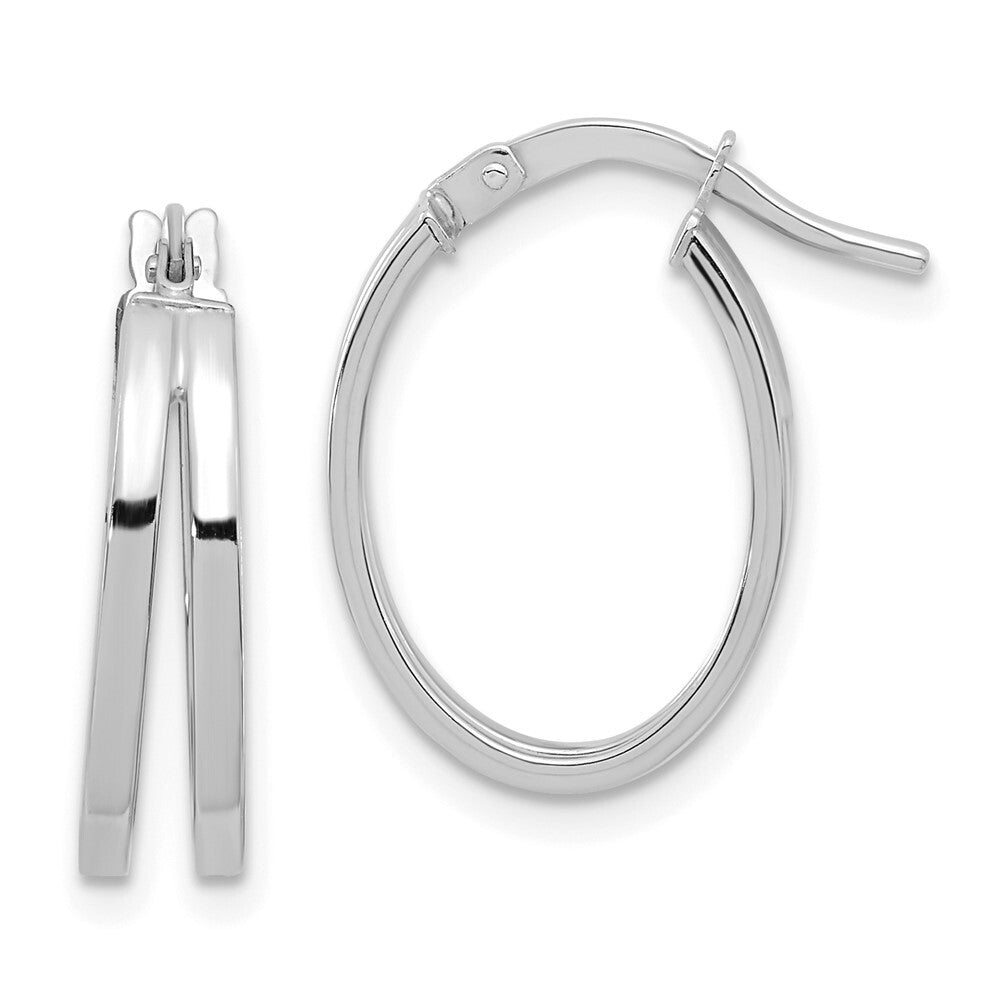14k White Gold Polished Double Hoops Gift for Women