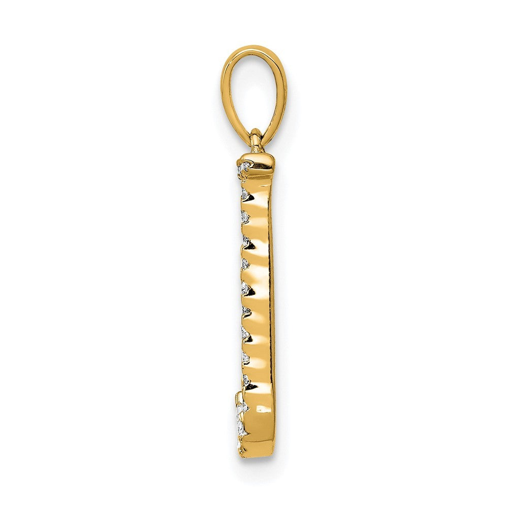 14k Yellow Gold Diamond Letter J Initial Pendant