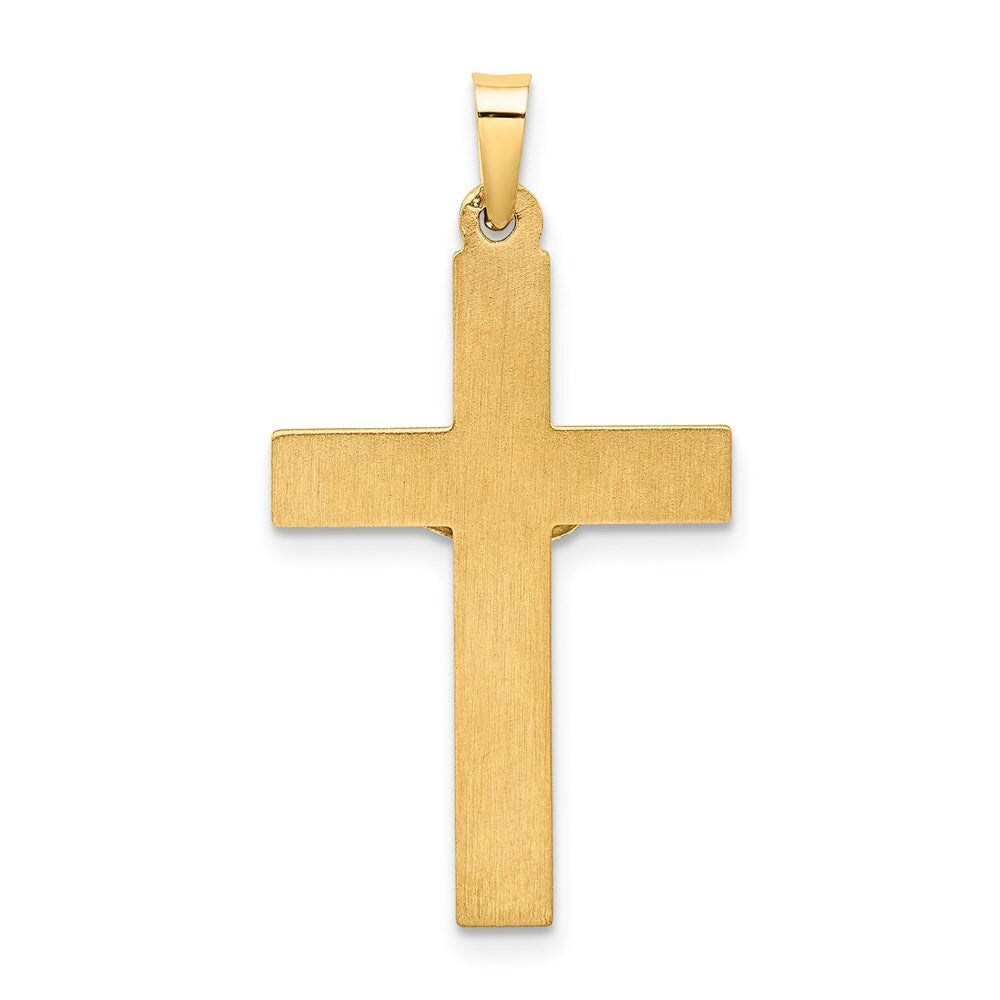 14k Two-tone Gold Hollow Polished Textured Latin Crucifix Pendant