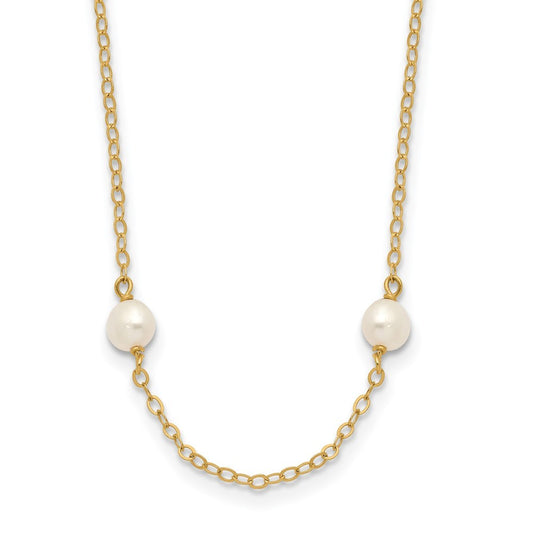14k Yellow Gold 4-5mm White Near Round Cultured Pearl 8-station Necklace 18"
