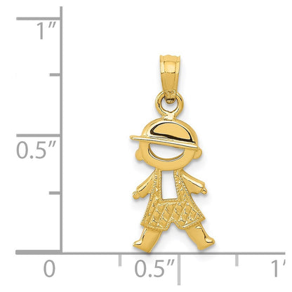 14k Yellow Gold Polished and Textured Boy Pendant