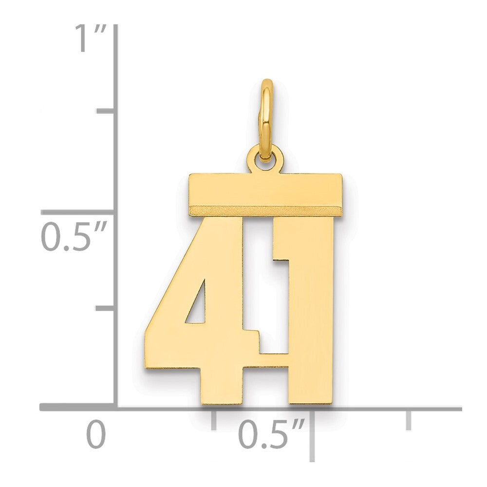 14k Yellow Gold Small Polished Number 41 Charm Pendant for Women