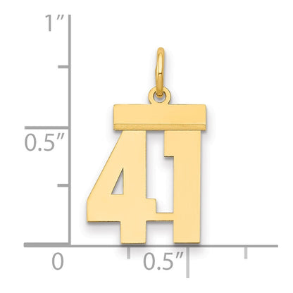 14k Yellow Gold Small Polished Number 41 Charm Pendant for Women