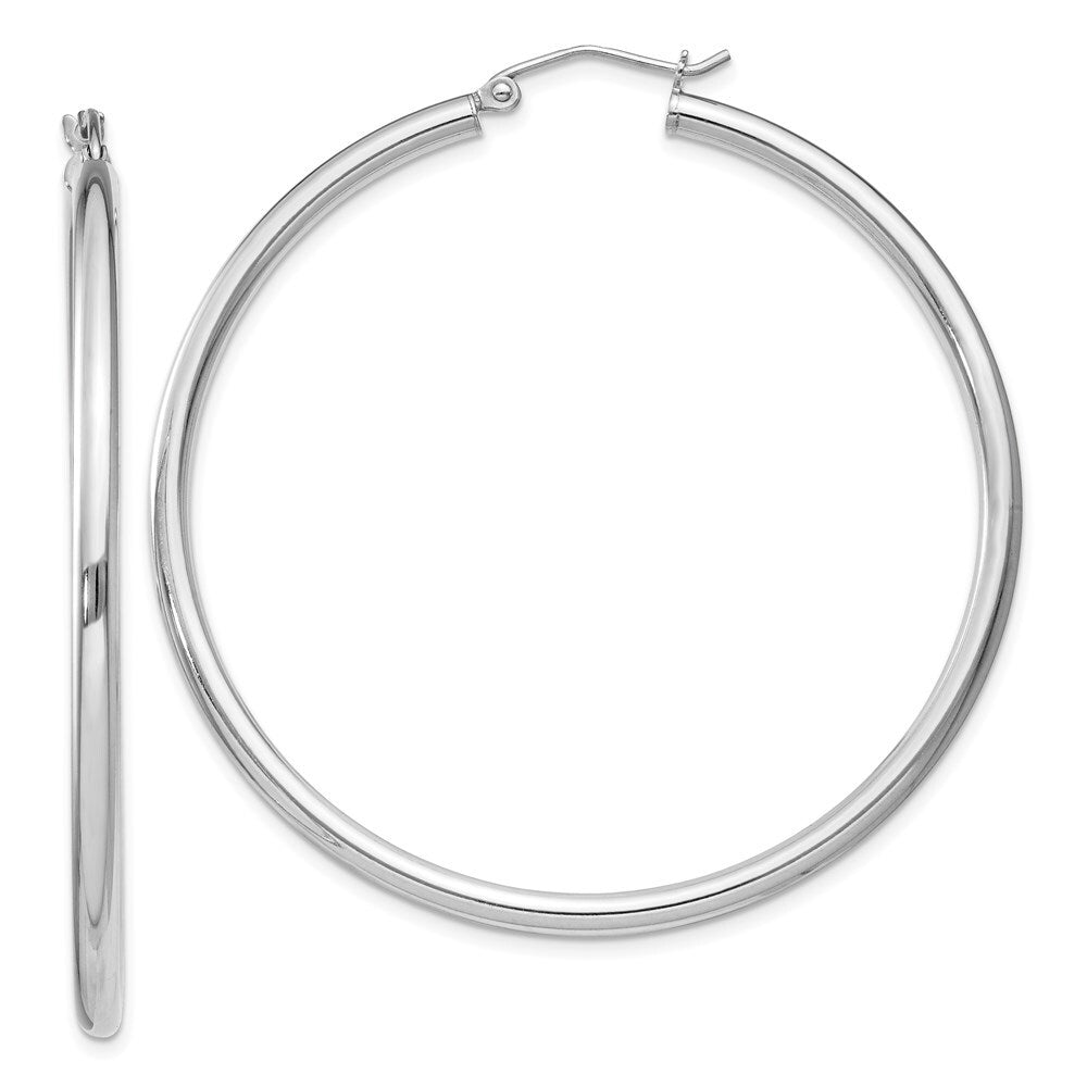 Sterling Silver Rhodium-plated 2.5mm Round Hoop Earrings