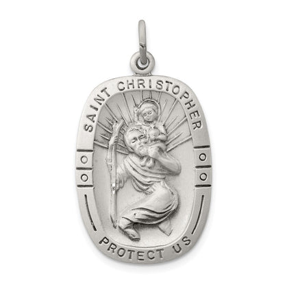 Sterling Silver Antiqued St. Christopher Medal Pendant