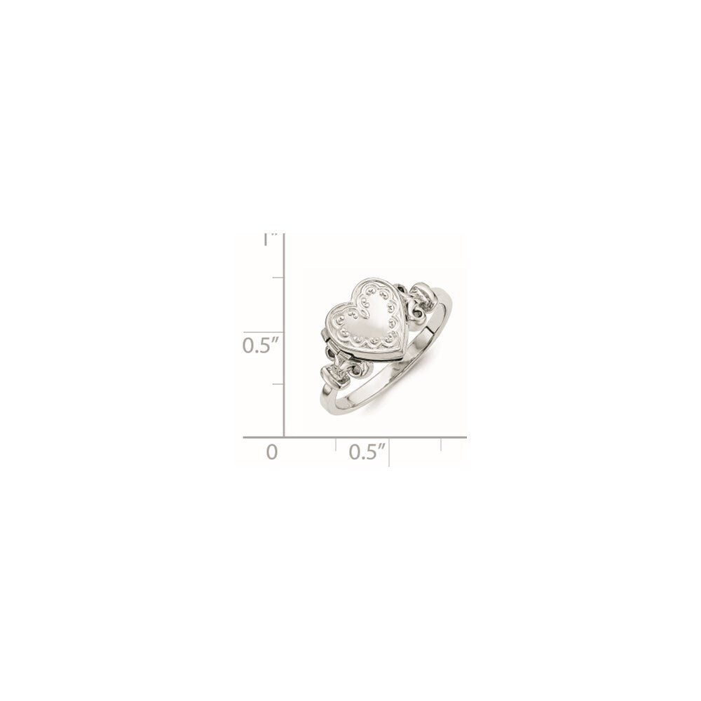 Sterling Silver Rhodium-plated 10mm Locket Ring Size 7