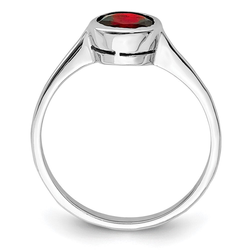 Sterling Silver Rhodium-plated Garnet Ring Size 8