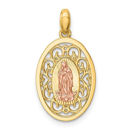 14k Two-tone Gold Our Lady of Guadalupe Pendant for Women