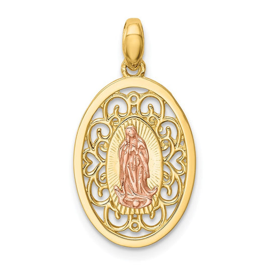 14k Two-tone Gold Our Lady of Guadalupe Pendant for Women