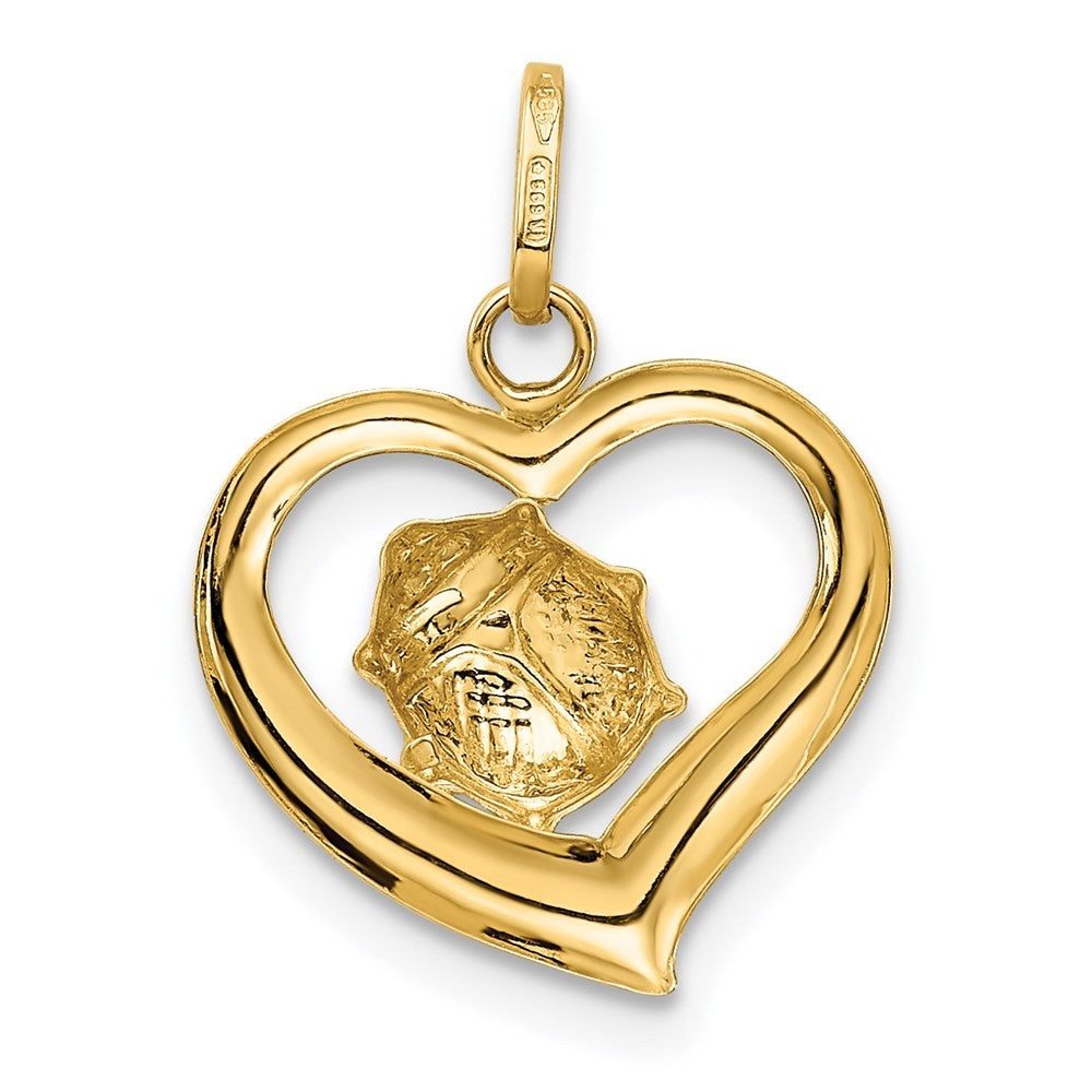 14k Yellow Gold Enameled Ladybug in Heart Charm Pendant