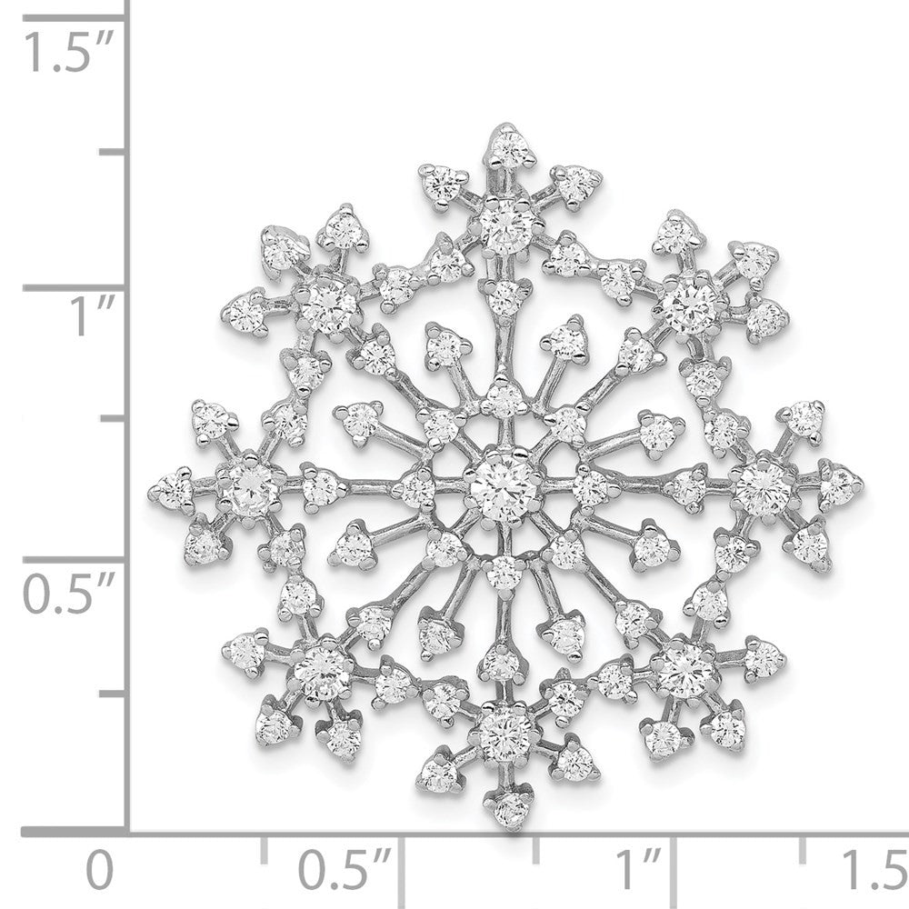 Sterling Silver Rhodium-plated Cubic Zirconia Starburst Snowflake Slide