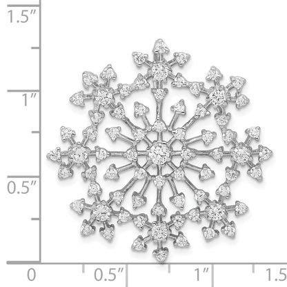 Sterling Silver Rhodium-plated Cubic Zirconia Starburst Snowflake Slide