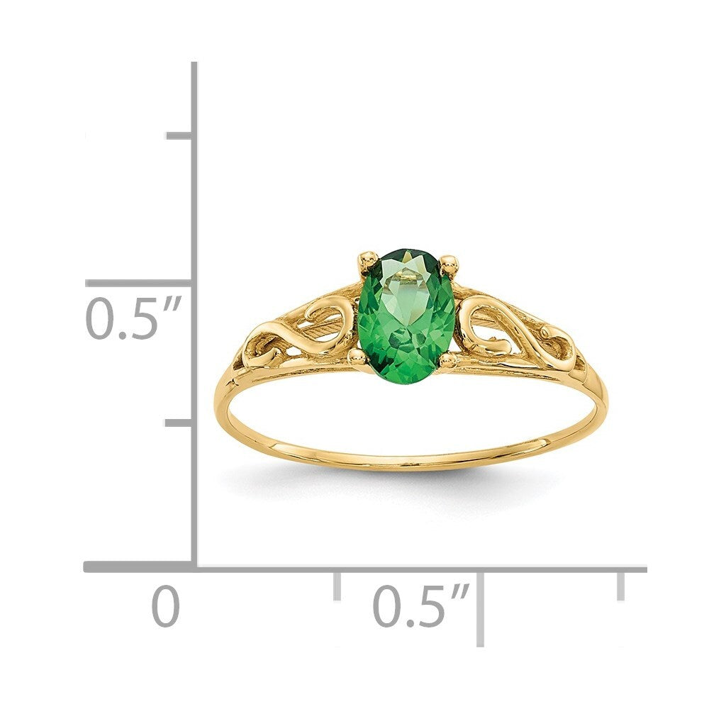 14K Yellow Gold Madi K Synthetic Emerald Ring
