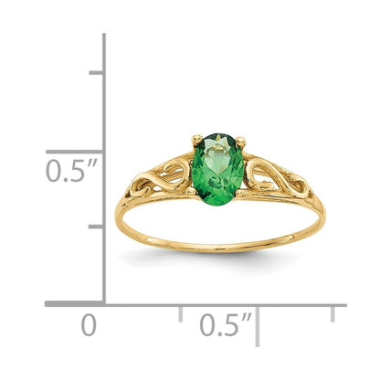 14K Yellow Gold Madi K Synthetic Emerald Ring