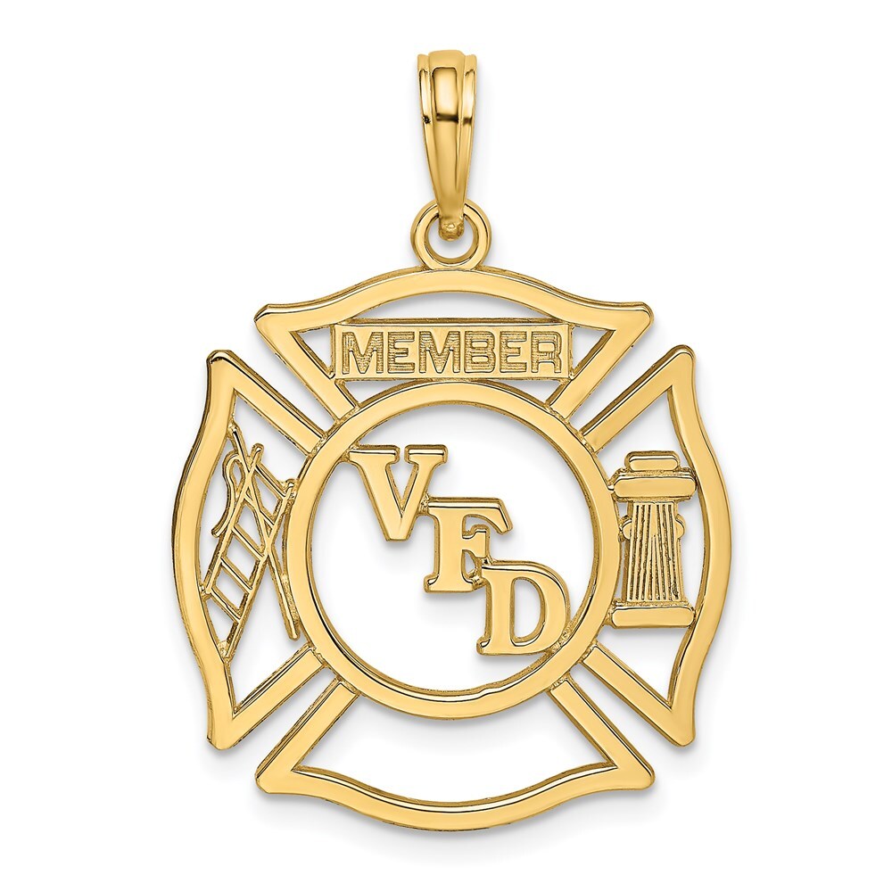 14k Yellow Gold VFD Member Shield Charm Pendant for Women