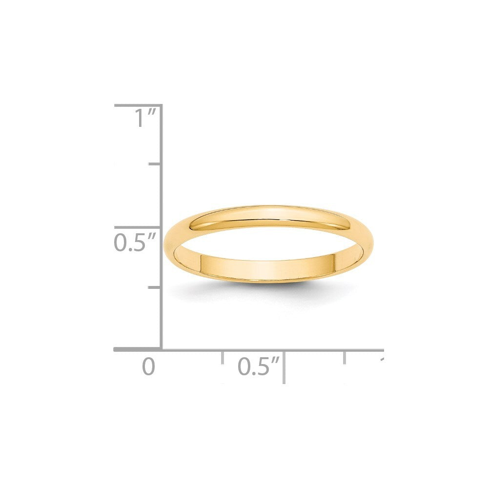 14K Yellow Gold Yellow Gold 2.5mm Lightweight Half Round Wedding Band Size 8