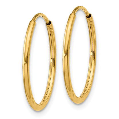 14k Yellow Gold 1.25mm Endless Hoop Earring Gift for Women