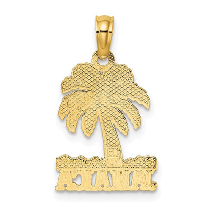 14k Yellow Gold JAMAICA Under Palm Tree Charm Pendant for Women