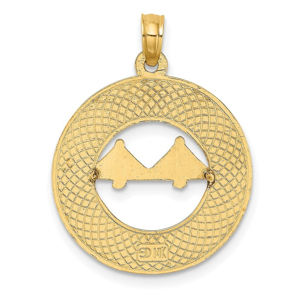 14k Yellow Gold CHARLESTON Bridge Charm Pendant for Women