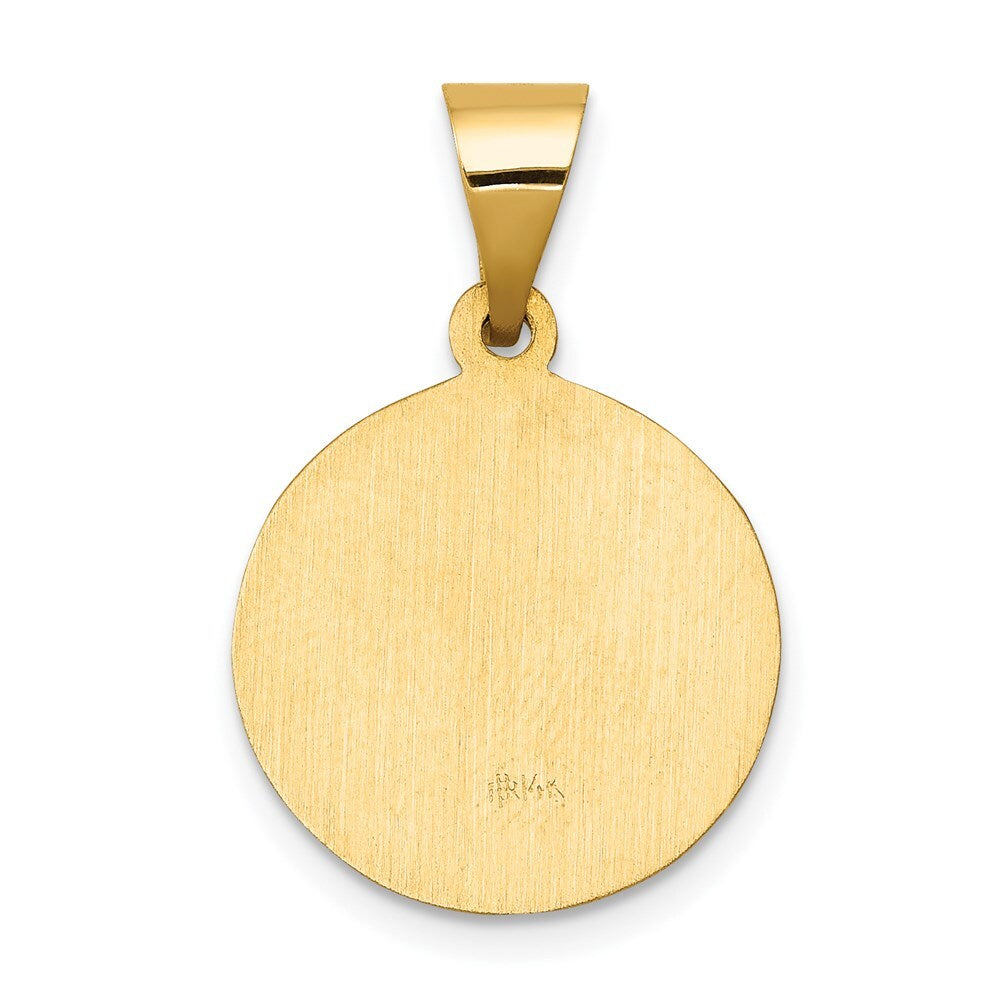 14k Yellow Gold Polished and Satin St John Baptist Medal Hollow Pendant