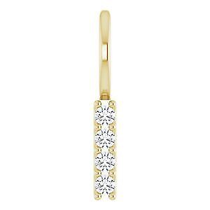 14k Yellow Gold .07 CTW Natural Diamond Vertical Bar Charm Pendant