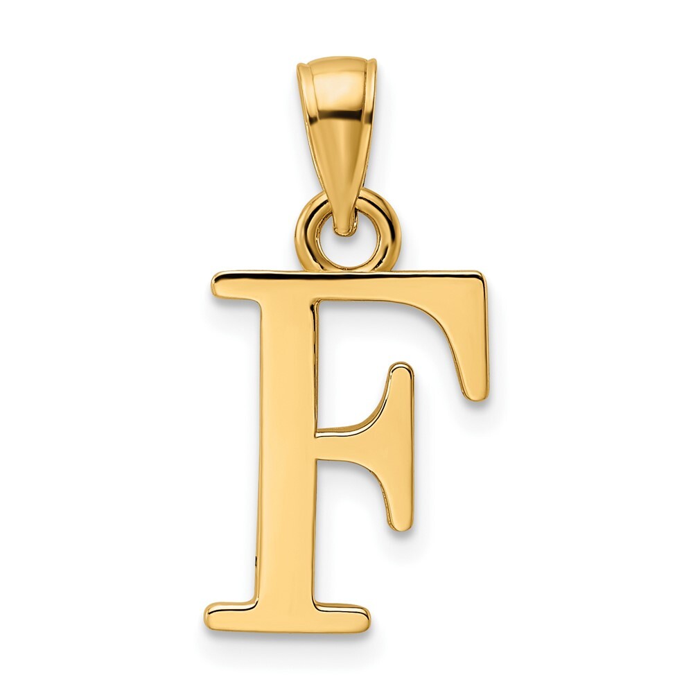 14k Yellow Gold Polished Letter F Pendant for Women