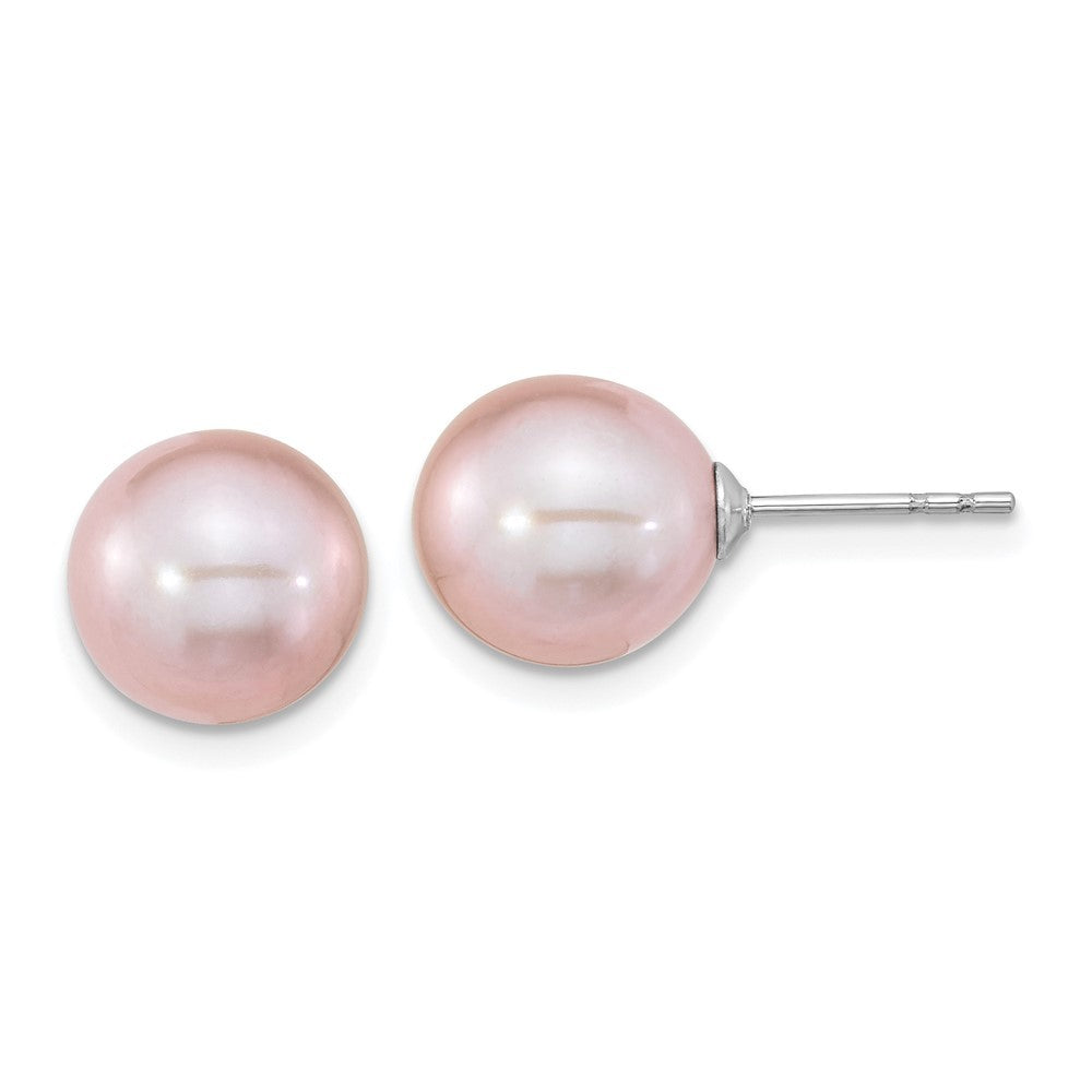 Sterling Silver 9-10mm Purple Round Freshwater Cultured Pearl Earring