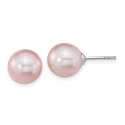 Sterling Silver 9-10mm Purple Round Freshwater Cultured Pearl Earring