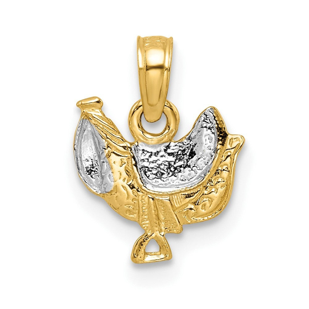 14k Yellow Gold with White Rhodium Saddle Pendant